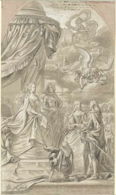 Mária Anna osztrák főhercegnő és Lotharingiai Károly Sándor házasságának allegóriája, 1744 alkotó: Anonymous