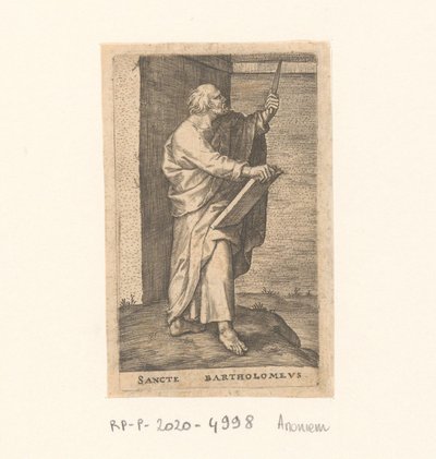 Bartholomew apostol Sancte Bartholomew (cím a tárgyon) Apostolok (sorozat címe) alkotó: Anonymous