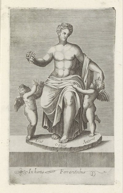 Beeldengroep találkozott Venus tussen Eros en Anterosszal Antik szobrok Rómában (sorozat címe) Róma városának nyilvános helyeken látható ősi szobrainak ikonjai (sorozat címe) alkotó: Anonymous