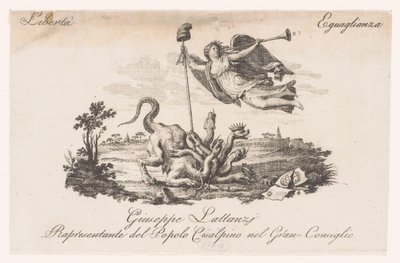 Briefhoofd voor Giuseppe Lattanzi Giuseppe Lattanzi / A Cisalpine Népének képviselője a Nagytanácsban (cím a tárgyon) alkotó: Anonymous
