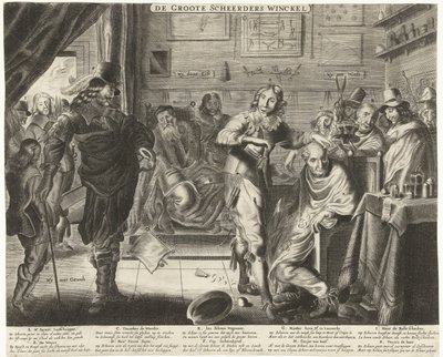 A paraszt a nagy borbélyban, 1650 körül De Groote Scheerders Winckel (cím az objektumon) alkotó: Anonymous