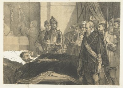 Az utolsó tiszteletadás Egmond és Horne holttestének, 1568 Az utolsó tisztelgés Egmond és Hoorne grófok holtteste előtt (cím a tárgyon) alkotó: Anonymous