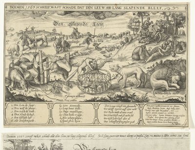 Az alvó oroszlán, 1567 Den Sleeping Leew (cím a tárgyon) alkotó: Anonymous