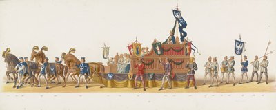 1873-as delfti körmenet (nyolcadik tábla) A Delfti Diáktestület tagjai által 1873. július 8-án tartott jelmezes körmenet, amely Karel van Egmondnak, Gelre hercegének, Zutphen grófjának Arnhembe 1492-ben való bevonulását ábrázolja (sorozat) alkotó: Anonymous