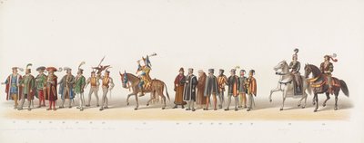 1873-as delfti körmenet (hatodik lemez) A Delfti Diáktestület tagjai által 1873. július 8-án tartott jelmezes körmenet, amely Karel van Egmondnak, Gelre hercegének, Zutphen grófjának Arnhembe 1492-ben való bevonulását ábrázolja (ti sorozat) alkotó: Anonymous