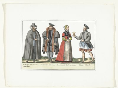 Három férfi és egy nő német divat szerint öltözve, 1580 körül Jelmezek (cím a tárgyon) alkotó: Anonymous