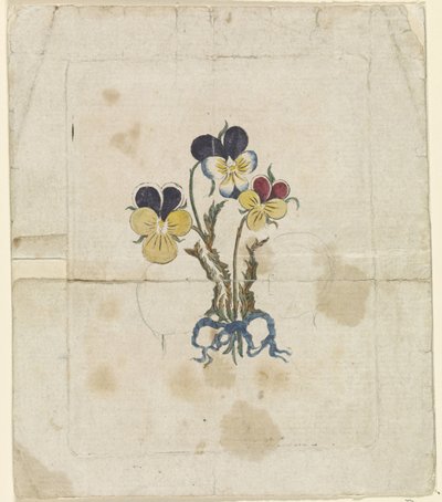 Három ibolya V. Vilmos, Orange-Nassau hercege, Vilmos porosz és II. Frigyes Vilmos porosz király sziluettportréjával alkotó: Anonymous