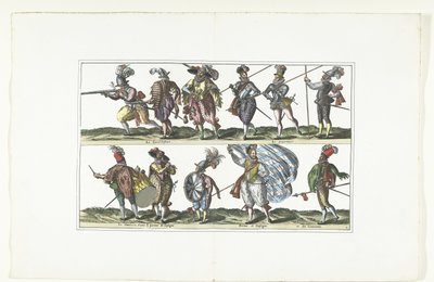 Dupla tányér tizenegy fegyveres civil egyenruhában az antwerpeni divat szerint, 1580 körül Bourgeois d