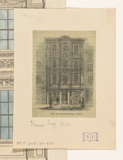 Thomas Tegg londoni üzletének homlokzata The Old Mansion House, London (cím a tárgyon) alkotó: Anonymous