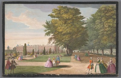 Kilátás a londoni Hampton Court palotára a déli oldalról nézve alkotó: Anonymous