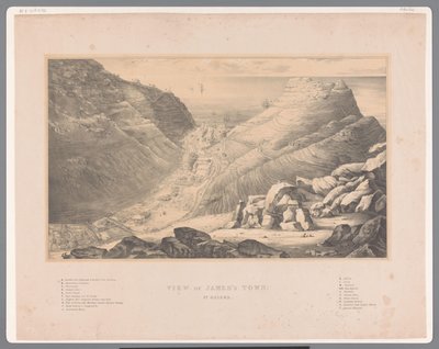 Kilátás Jamestownra, Saint Helena szigetén, az afrikai partoktól nyugatra Kilátás James városára: St. Helena (cím a tárgyon) alkotó: Anonymous