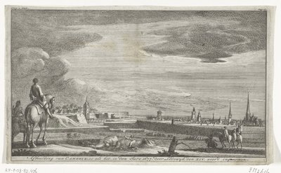 Cambrai látképe, 1677 Cameryk ábrázolása, ahogy van, 1677-ben. Lodewyk a XIV. vették (cím a tárgyon) alkotó: Anonymous