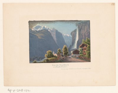 Kilátás a Staubbachra és a Staubbach-vízesésre Kilátás a Lauterbrunen-i Staubbackre (cím az objektumon) alkotó: Anonymous