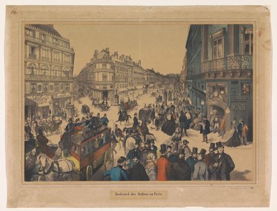 Kilátás a Boulevard des Italiensre Párizsban Boulevard des Italiens zu Paris (cím a tárgyon) alkotó: Anonymous