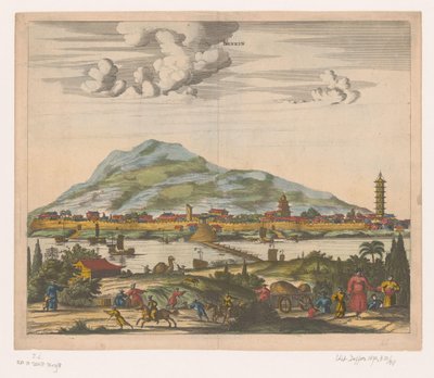 Kilátás a kínai Nanjing városra Lankin (cím a tárgyon) alkotó: Anonymous