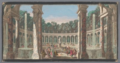Kilátás az oszlopcsarnokra a Versailles-i kertben La Colonnade (cím az objektumon) alkotó: Anonymous