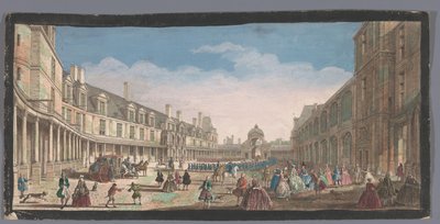 Kilátás a Fontainebleau-palota Cour Ovale-jára Veüe de la Cour Ovale de Fontainebleau (cím a tárgyon) alkotó: Anonymous