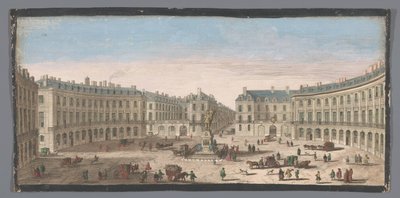 Gezicht op de Place des Victoires te Parijs Kilátás a Place des Victoires-ra (cím a tárgyon) alkotó: Anonymous