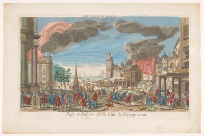 Gezicht op de inname en plundering van Bergen op Zoom door de Fransen in 1747 Pillage de Bergopzom (title on object)   1380768   hu       hungarian Successfully Translated  Original: Inaba: Shirai Gonpachi Leaves His Home (Shirai Gonpachi hongoku o tachino alkotó: Anonymous
