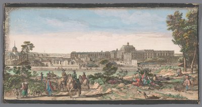 Kilátás a városra és a Versailles-i palotára Kilátás a kastélyra és Versailles város egy részére (cím a tárgyon) alkotó: Anonymous