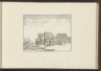 Kilátás a palotára és a szobrokra a genovai vízparton Le Palais orné de Statues, au bord dela Mer à Gennes (cím a tárgyon) Paloták és műemlékek Velencében, Livornóban, Nápolyban és Rómában (sorozat címe) alkotó: Anonymous