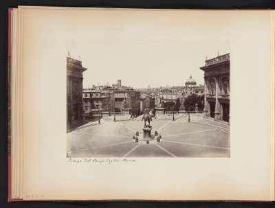 Gezicht op het Piazza del Campidoglio te Róma, Olaszország Campidoglio tér. Róma (cím a tárgyon) alkotó: Anonymous
