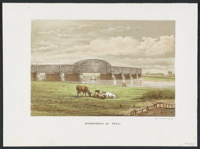 Hedelse vasúti híd a Maas felett, 1870 Vasúti híd Hedelnél (cím az objektumon) A fő vasúti hidak Hollandiában (sorozat címe) alkotó: Anonymous