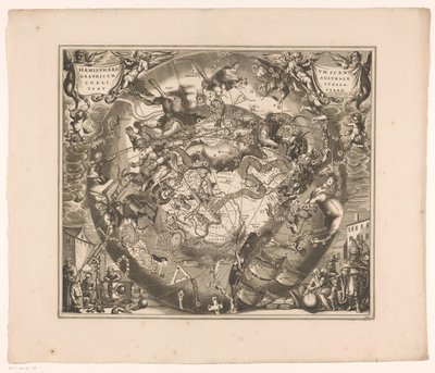Égbolt térkép a déli csillagképekkel Haemisphaerium scenographicum australe coeli stellati et terrae (cím a tárgyon) alkotó: Anonymous