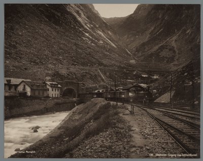 Bejárat a Gotthard alagúthoz Göschenennél Göschenen, eingang i/das Gotthardtunnel (cím a tárgyon) alkotó: Anonymous
