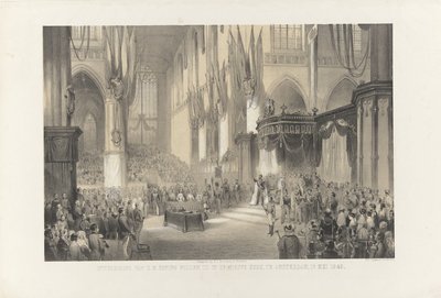 H. M. Willem III király beiktatása a Nieuwe Kerkben, Amszterdamban, 1849. május 13-án (cím a tárgyon) alkotó: Anonymous