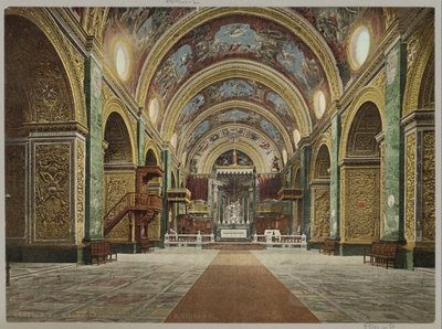 Interieur van de Sint-Janskathedraal Vallettában Málta. A S. Giovanni-székesegyház belseje (cím a tárgyon) alkotó: Anonymous