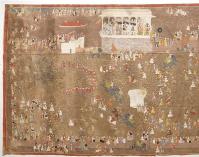 Joan Ketelaar nagykövetsége Udaipur királyához Az udaipuri Maharana Sangram Singh a Johan Josua Ketelaar vezette Holland Kelet-Indiai Társaság tagjait szórakoztatja 1711-ben alkotó: Anonymous