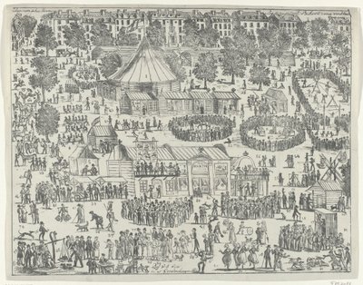 Vásár egy téren Hágában, 1845 Utópisztikus vásár (cím az objektumon) alkotó: Anonymous