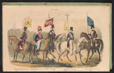 Amszterdam, Delft és Leiden díszőreinek jelmezei és zászlói, 1840-1842 IV. Csoport (cím az objektumon) alkotó: Anonymous