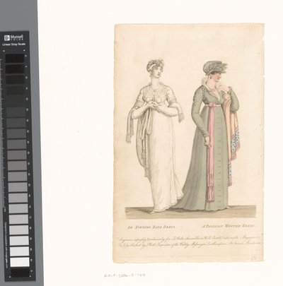 La Belle Assemblée, 1807. március 1., 14. szám: Egy estélyi báli ruha / A Parisian winter dress alkotó: Anonymous