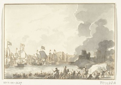 Az angol és a holland flotta partraszállása Cadizban, 1702 alkotó: Anonymous
