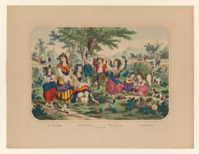 Landschap találkozott figurával Le printemps / Der Frühling / A tavasz / La primavera / Lo primavera (cím a tárgyon) alkotó: Anonymous