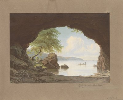 Tájkép G.E. Fjeldgrotte paa Bornholm című festménye után. Libert Fjeld-barlang paa Bornholm (cím az objektumon) alkotó: Anonymous