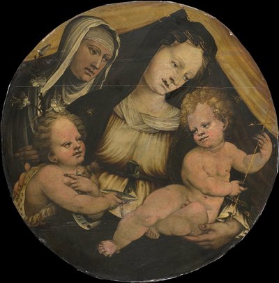 Madonna és gyermek a csecsemővel Keresztelő Jánossal és Szent Klárával alkotó: Anonymous