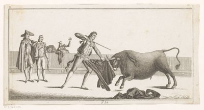 Matador kihív egy bikát Coleccion de las Principles suertes de una corrida de toros (sorozat címe az objektumon) A bikaviadal legfontosabb manővereinek gyűjteménye (sorozat címe) alkotó: Anonymous