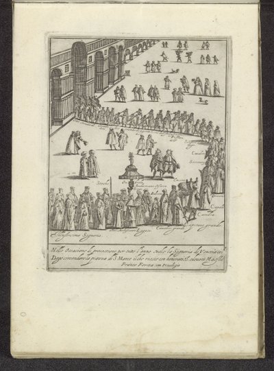 Optocht met de doge en Serenissima Signoria over het San Marcoplein te Venetië Scènes uit het Venetiaanse Leven (sorozat címe) Habiti d
