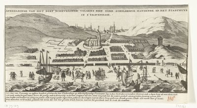 Árvíz Scheveningenben Mindenszentek napján, 1570. november 1-jén Schevelinge falu képe egy régi festmény szerint, amely a hágai Stadthuyson függött (cím a tárgyon) alkotó: Anonymous