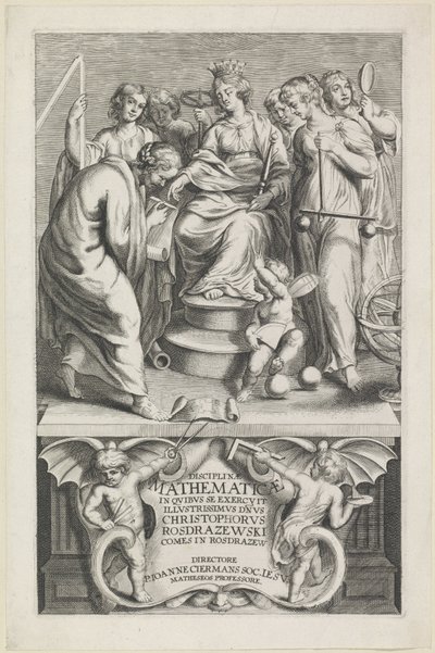 Megszemélyesítés van de Wiskunde Címlap: Christophorus Rosdrazewski, Matematikai diszciplínák, [1640-1648] alkotó: Anonymous