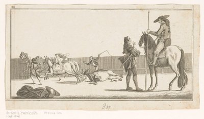 Picador és matador a bika megölése után Coleccion de las Principles suertes de una corrida de toros (sorozat címe az objektumon) A bikaviadal legfontosabb manővereinek gyűjteménye (sorozat címe) alkotó: Anonymous