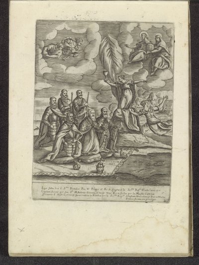 V. Pius, II. Fülöp, Alvise I. Mocenigo, Sebastiano Vernier, Marcantonio Colonna és az osztrák Don Juan térdel a hit előtt Jelenetek a velencei életből (sorozat címe) Habiti d