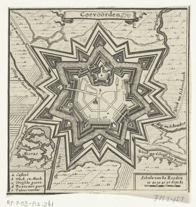 Coevorden térképe, 1672 Coevoorden (cím az objektumon) alkotó: Anonymous