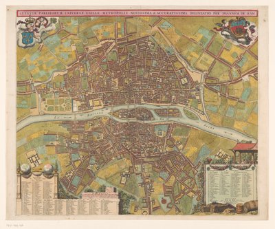 Plattegrond van Parijs Lethetia Paris, Gallia legújabb metropolisza (...) (cím a tárgyon) alkotó: Anonymous