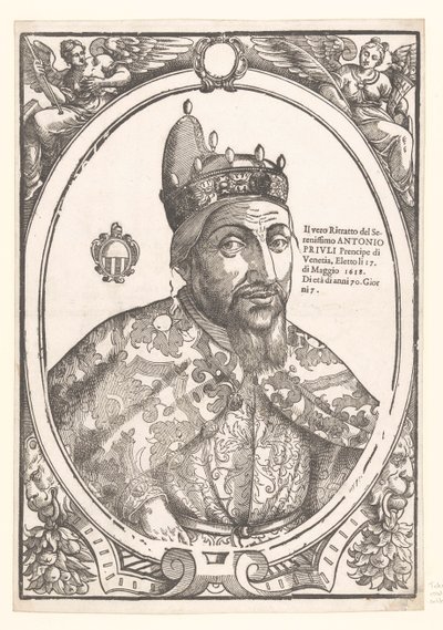 Antonio Priuli dózse portréja A legnyugodtabb Antonio Priuli (...) igazi portréja (cím a tárgyon) alkotó: Anonymous