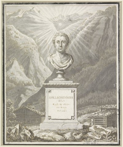 Johann Jakob Scheuchzer portré mellszobra alkotó: Anonymous