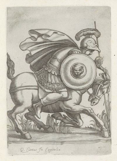 Megkönnyebbült Marcus Curtius édesapjával Antik szobrok Rómában (sorozat címe) Róma városának nyilvános helyeken látható ősi szobrainak ikonjai (sorozat címe) alkotó: Anonymous